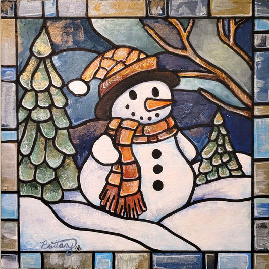 Snowman, Original Acrylic Painting