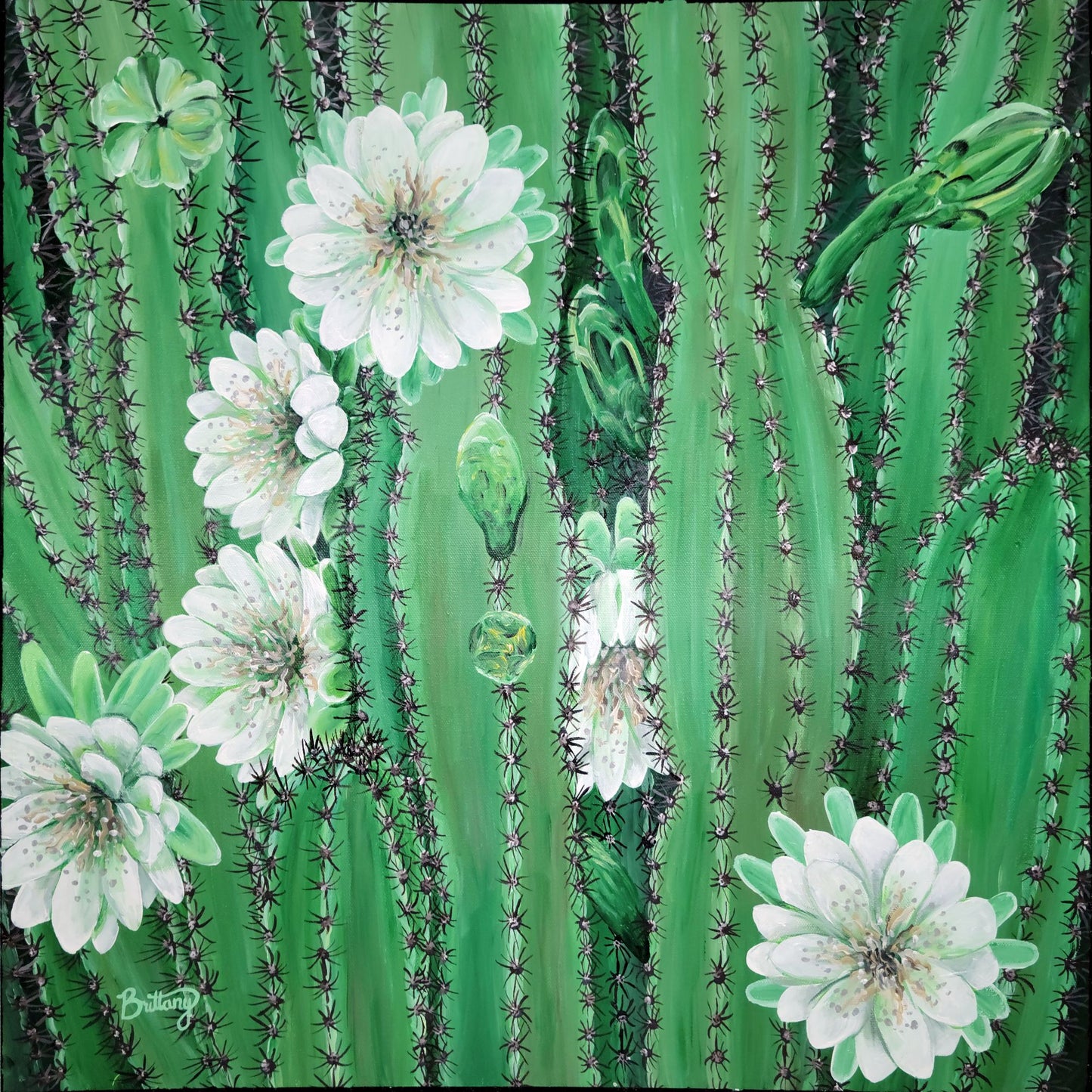 Night-Blooming Cereus, Original Acrylic Painting