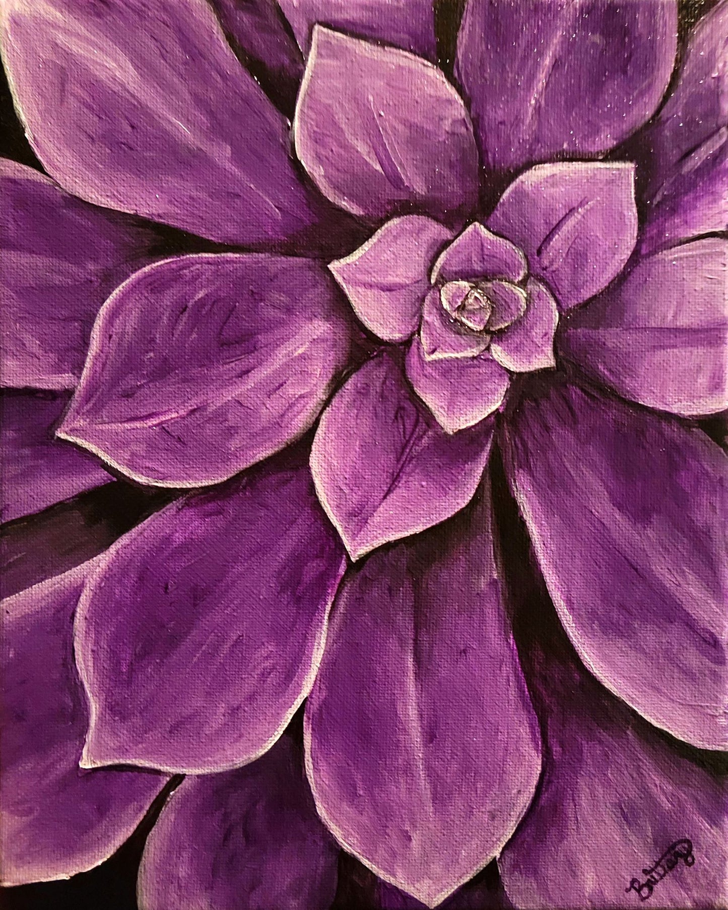 Purple Succulent, Original Acrylic Painting