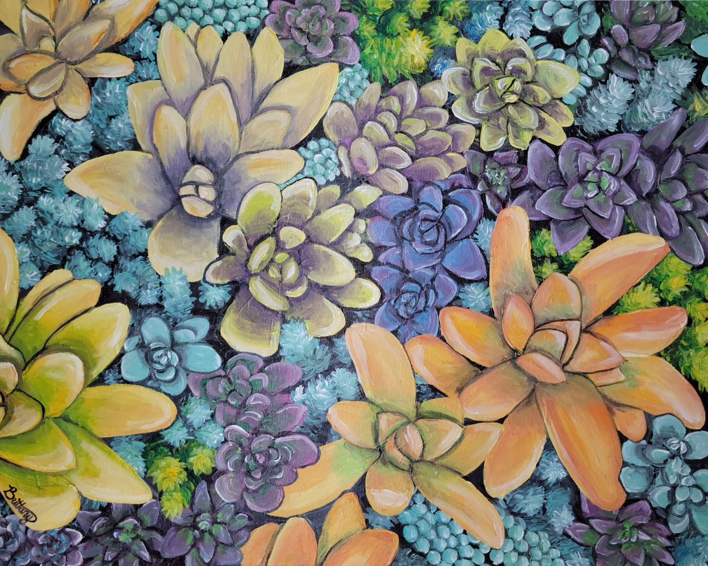 Succulent Garden, Original Acrylic Painting