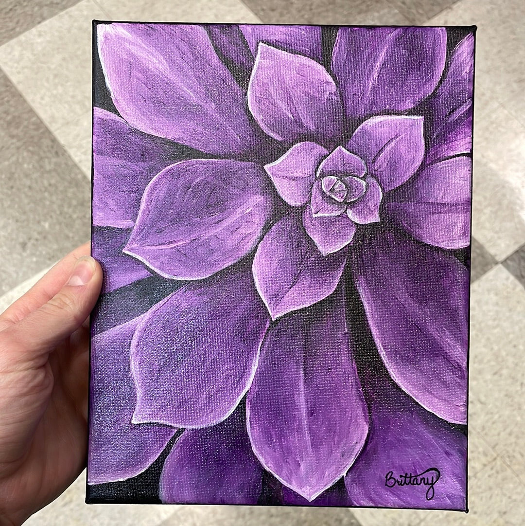 Purple Succulent, Original Acrylic Painting